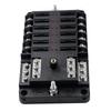Automotive Marine Boat Fuse Block Waterproof 12 Way with 12 Ground Negative Busbar [100 Amp Max] [ATC/ATO Fuses] [LED Indicator] for Car RV Golf Cart