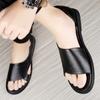 Fashion Trend Men Genuine Leather Sandals Summer Breathable Leather Casual Sandals Fashion Flats Lightweight Sandals Business Shoes