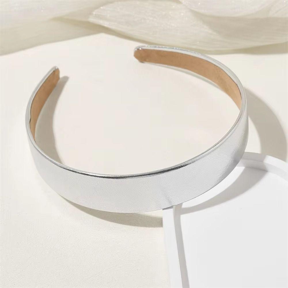 Glossy Leather Headband 3CM Width Simple Headwear Fashionable Face Wash Headband  Party Look