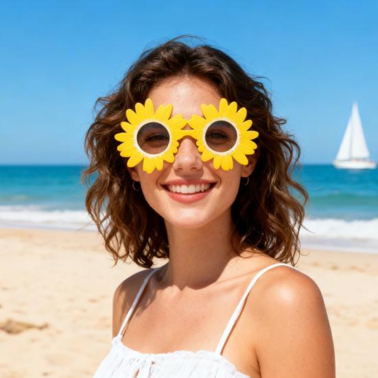 Подсолнух Очки Смешные Клоунские Солнцезащитные Очки Взрослые Костюм из Фильма Ужасов для Летней Пляжной Вечеринки у Бассейна Хэллоуин Косплей