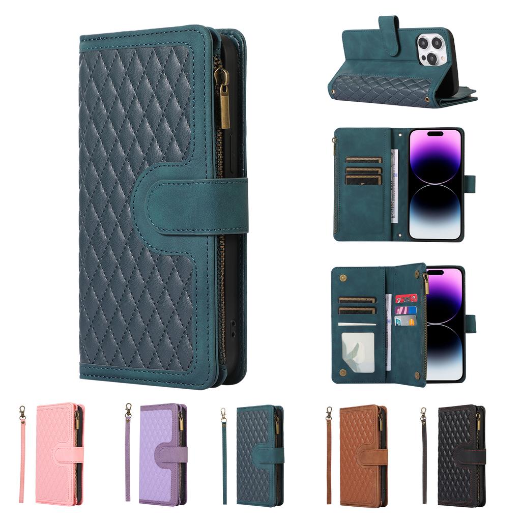 Wallet 9 Card Flip Zipper Leather Case for for Samsung S23 S22 S21 S20 Ultra Plus A13 A14 A54 A53 iPhone 15 14 Plus 13 12 11 Pro Max X XR XS Max 8P 7P