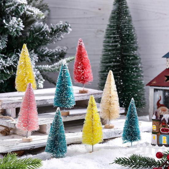 24/45 Pcs Mini Christmas Tree Artificial Mini Pine Trees with Wooden Base Reusable