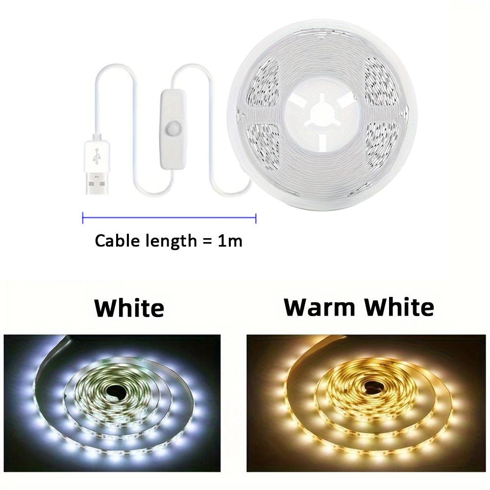 USB Led Strip Lights DC 5V 2835 White / Warm White Led Lights with ON/OFF Switch for Bedroom, Mirror, Cabinet, Wardrobe, TV