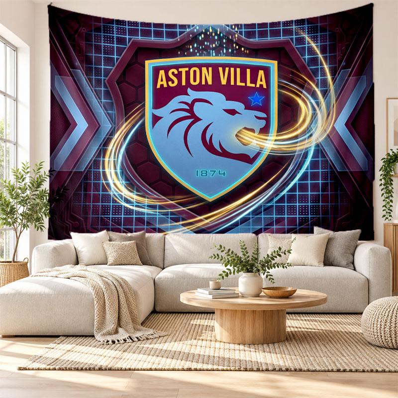 Aston Villa Football Wall Tapestry, Soft Fabric Wall Hanging, Decorative Backdrop For Bedroom Home Wall Art