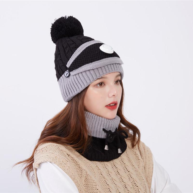 3 Pieces Women's Knitted Hat Scarf Caps Neck Warmer Winter Hat Ladies Girls Skullies Beanies Capst
