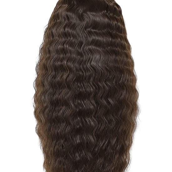 Парики с волнистыми волосами, волнистые волосы средней длины, гладкие блестящие волосы, увеличивающие объем, накладные волосы, натуральный парик, африканский бразильский черный длинный вьющийся парик