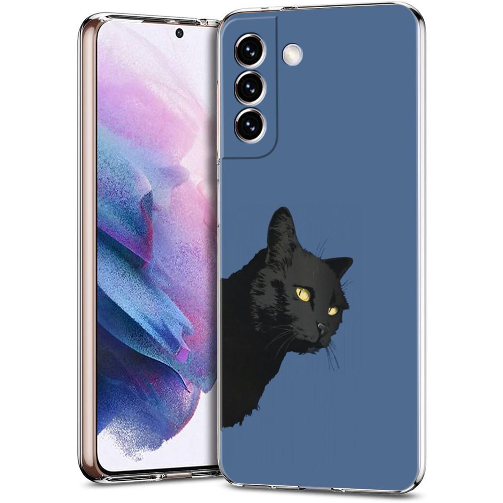 Милый чехол для телефона с рисунком черного кота для Samsung Galaxy S24 Plus S23 S22 S21 S20 FE Ultra 5G S10 S10E S9, мягкий прозрачный силиконовый чехол