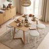 Set Of 4 Stackable Round Stools With Padded Seat Backless Space Saving 45 X 45 X 47.5 Cm Cream
