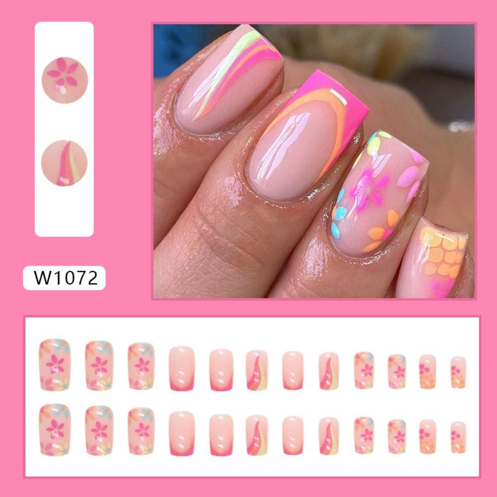 Butterfly Wavy Flowers False Nails French Press on Nails Fashion Nail Tips  DIY