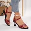 Сексуальные однотонные сандалии с перекрестными ремешками Женские 2025 Летние сандалии на высоком каблуке-шпильке Задний ремешок Обувь в латинском стиле Большой размер 45