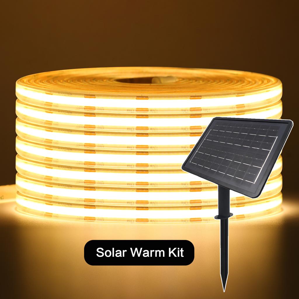 DC 24V 480LEDs/m Solar COB LED Strip Light Outdoor Waterproof Warm Natural White Flexible Adhensive Tape RA90 Linear Lighting