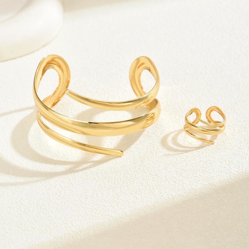 Geometric European and American High-end Women's Bracelet Ring Set Personalized Geometric Snake Spider Design Jewelry Women