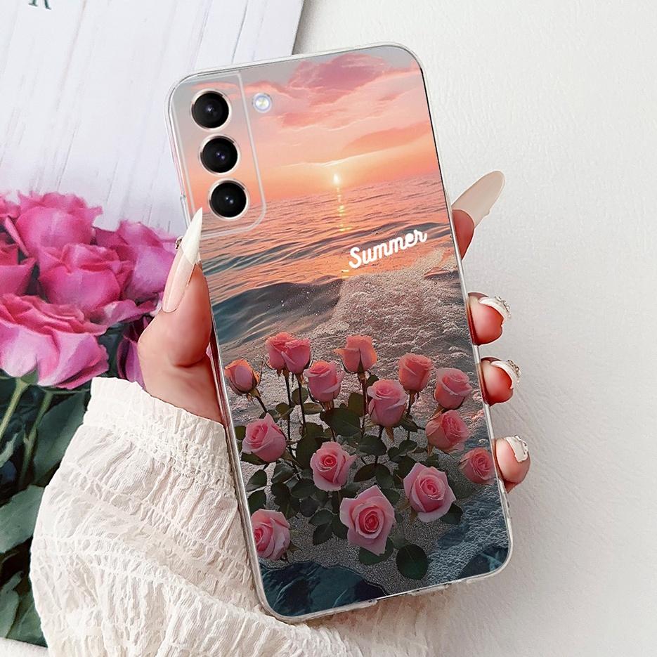 Чехол для Samsung Galaxy S21 FE S21 Plus, чехол с рисунком «Цветы», мягкий тонкий чехол для телефона, для Samsung S21 Ultra S 21 S21+