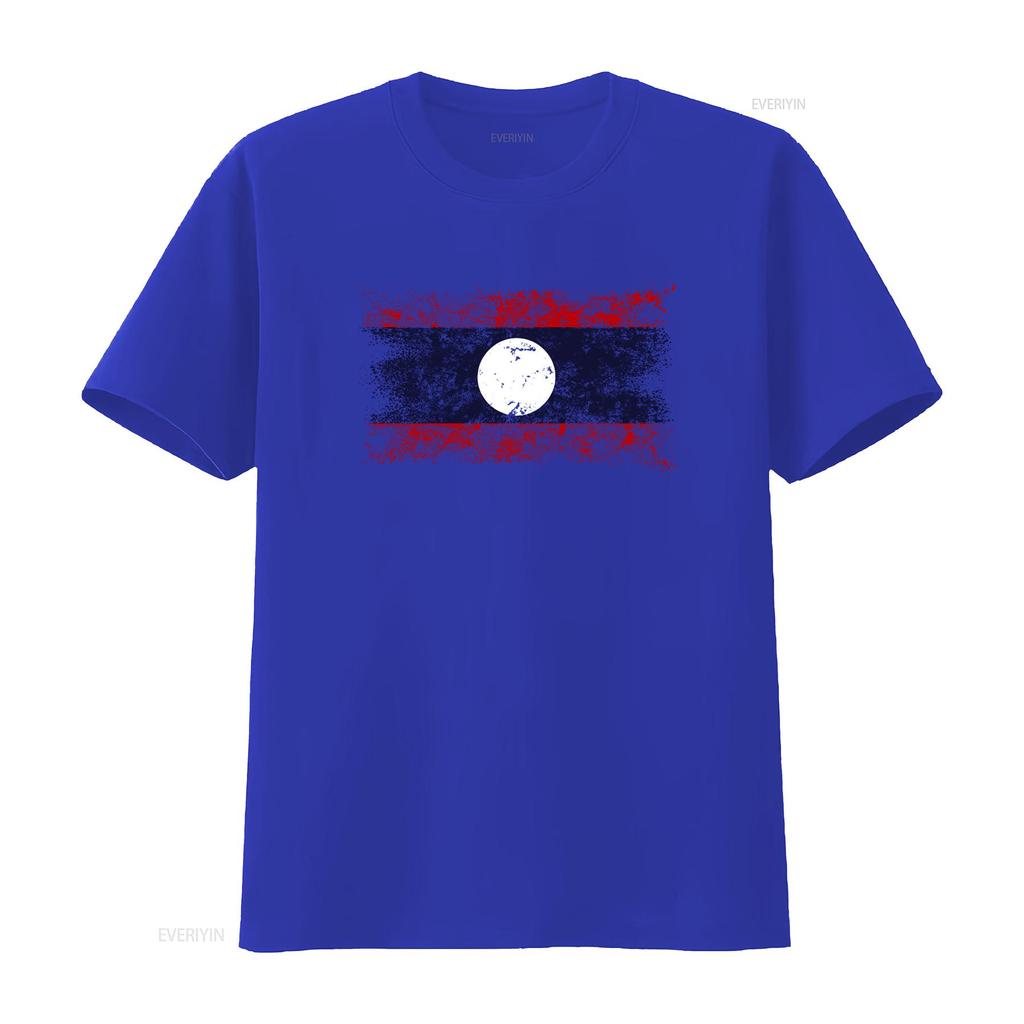ЛАОС ВИНТАЖНЫЙ ФЛАГ МУЖСКАЯ ФУТБОЛКА ТИШКА XS S M L XL 2XL 3XL 4XL 5XL Ретро Стиль с Принтом винтажный Стиранный Удобный Стильный