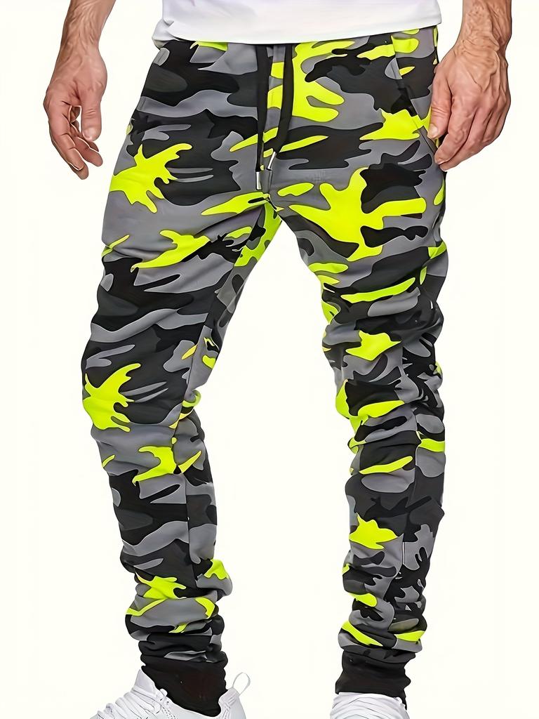 Men's Stylish Comfy Camouflage Pattern Joggers Pockets Active Breathable Slim-fit Drawstring Hiking Jogging Cycling Outdoor Fitness