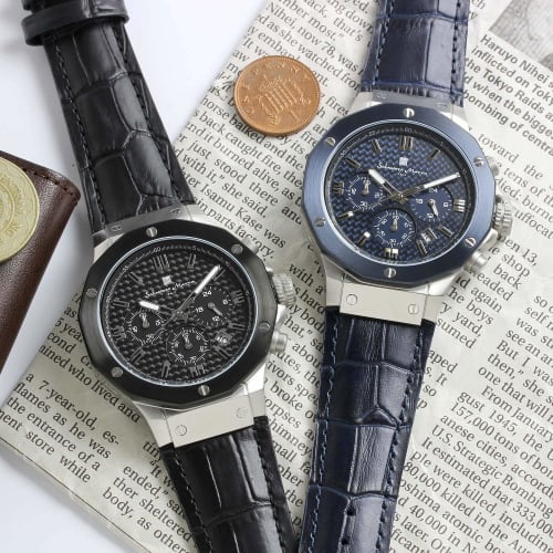 Salvatore Marra Men's Blue Chronograph Watch, Water Resistant To 10 ATM, Perfect for Business and Formal Wear