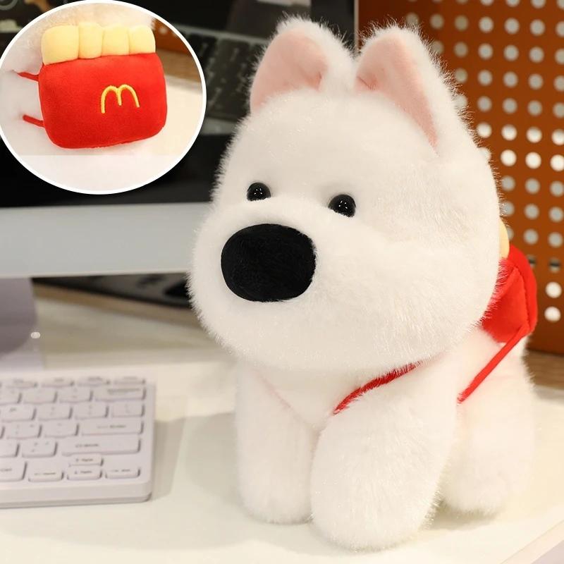 Stuffed Dog Plush Toy Soft West Highland White Terrier Dolls Cartoon Puppy Burger Fries Bag Pillow Kawaii Gifts for Birthday