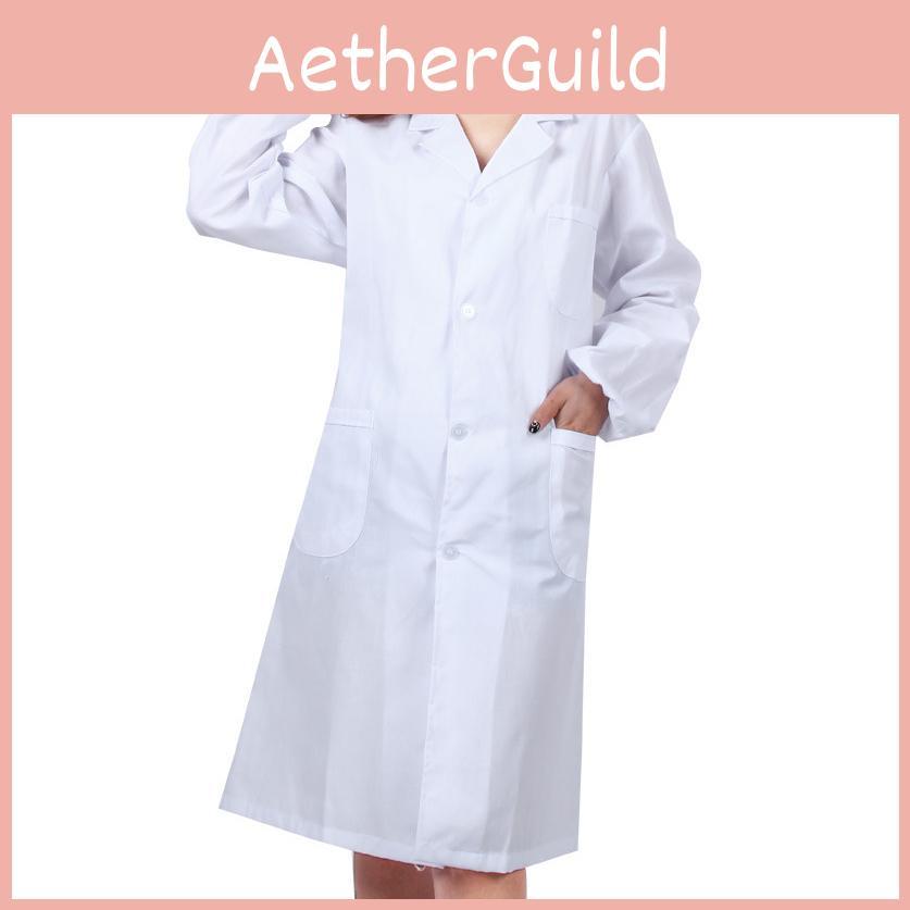 Удобная повседневная униформа врача медсестры с длинным рукавом, белый рабочий халат