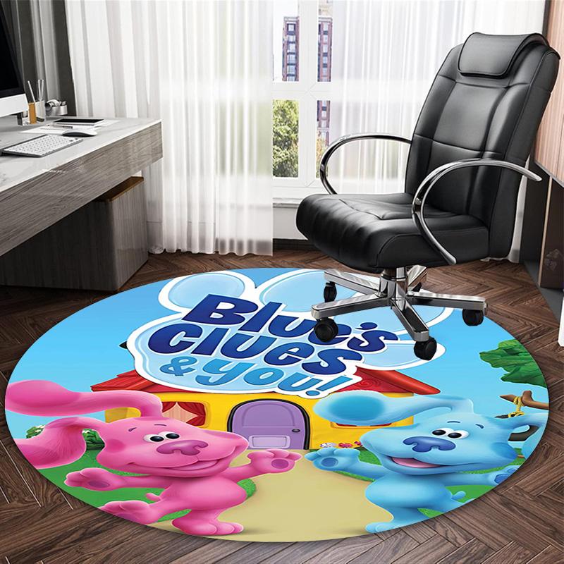 1pc Pistas da Blue Blue’s Clues1 Print Round Carpet Chair Round Carpet Suitable for Bedroom Living Room Home Decorative Carpet
