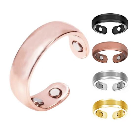 Женское магнитное кольцо с регулируемым отверстием, полированное, гладкое, гальванизированное, сплав, простое в стиле, украшение на палец для