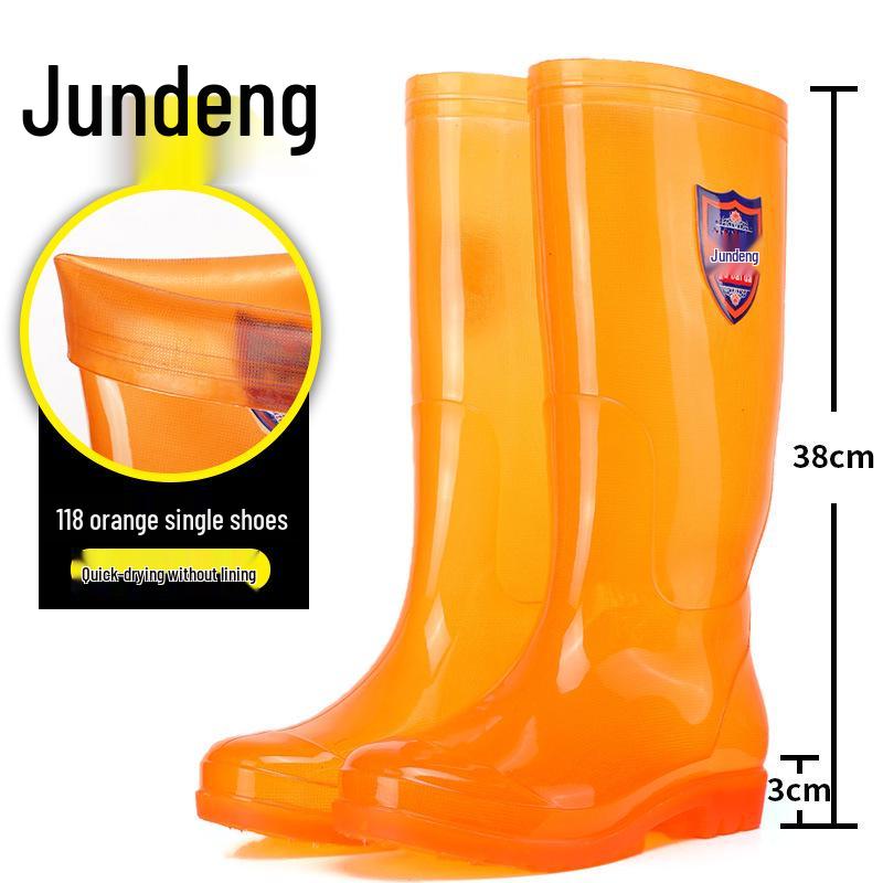 Мужские высокие резиновые дождевые ботинки песочного цвета, быстросохнущие - Водонепроницаемые, Нескользящие, Без сетки