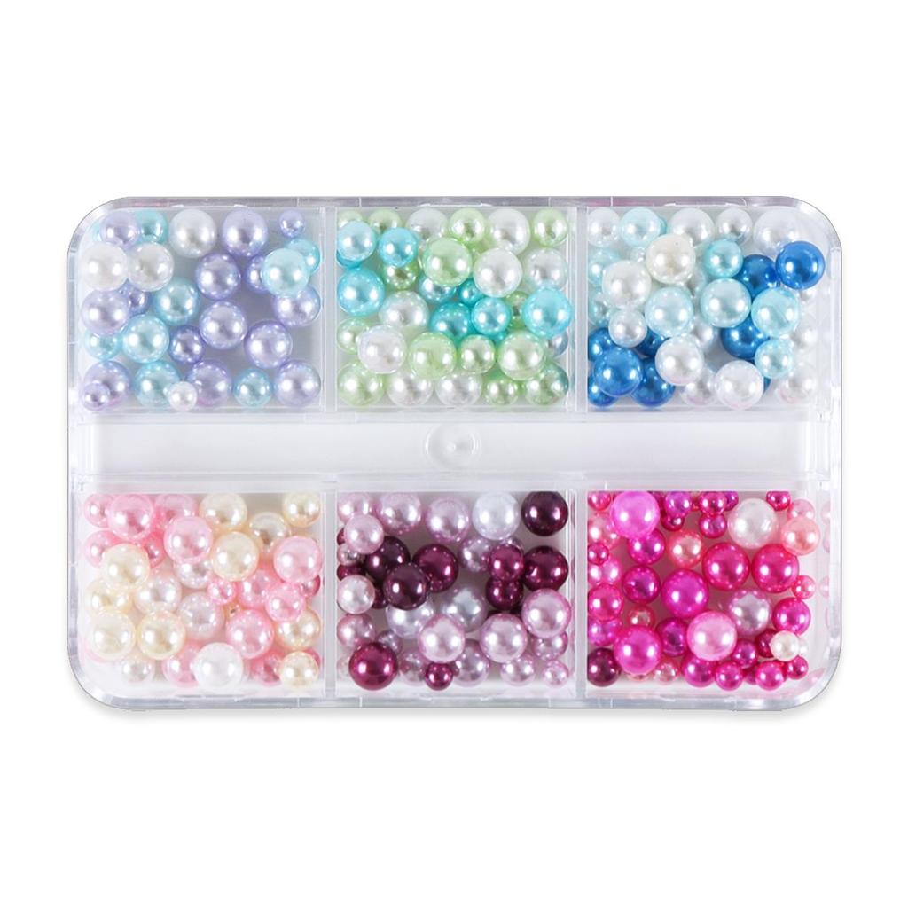 1 коробка блестящих круглых искусственных жемчужных украшений для ногтей - смешанные размеры (3мм-5мм) для нейл-арта Charms, DIY Crafts украшения