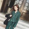 Women Spring Autumn Casual Slim Blazer 2 Two Piece Set Striped Jacket & Pant Blazers Femme Mujer Plus Size Pant Suits