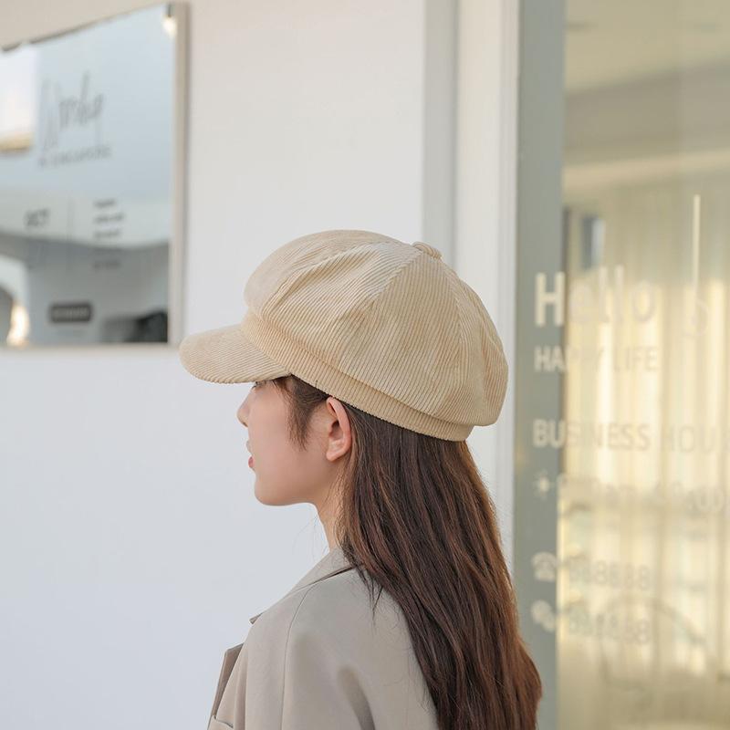 Вельветовые шапки для женщин, винтажная корейская восьмиугольная шляпа, литературный берет для отдыха, элегантная простая теплая шляпа художника, модная