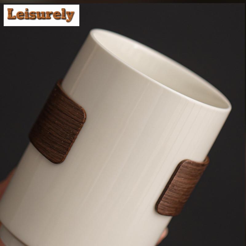 Керамическая кофейная чашка в стиле ретро, цвет пепел травы, большая вместимость, кружка с талией, бытовая, личная, кувшин для воды, мастерский чайник для питья
