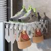 Выдвижная сушилка для носков с 20 зажимами Складная конструкция Простая в установке Экономящая место Расширяемая настенная сушилка