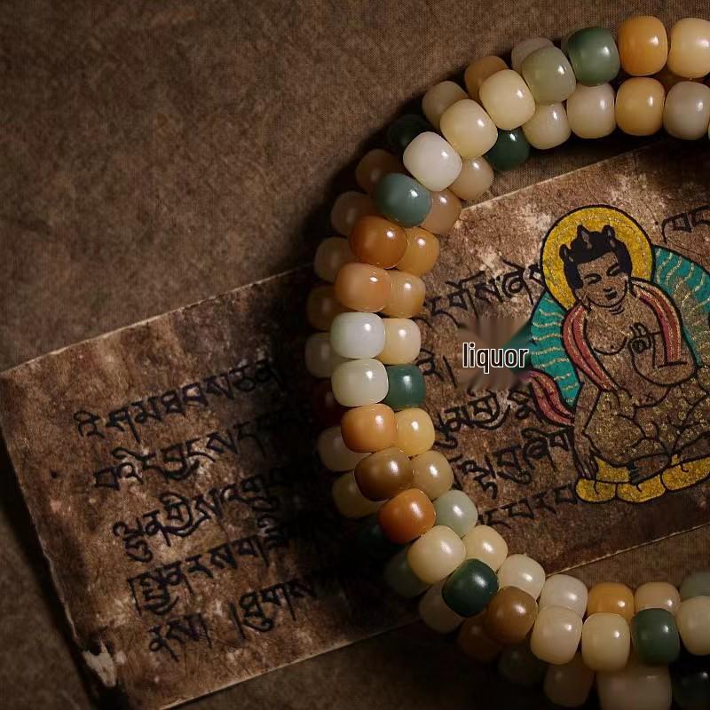 Bodhi Seed Ethnic Multi-Treasure Candy Beads Bracelet - Multi-Strand 108 Buddhist Prayer Beads Bracelet