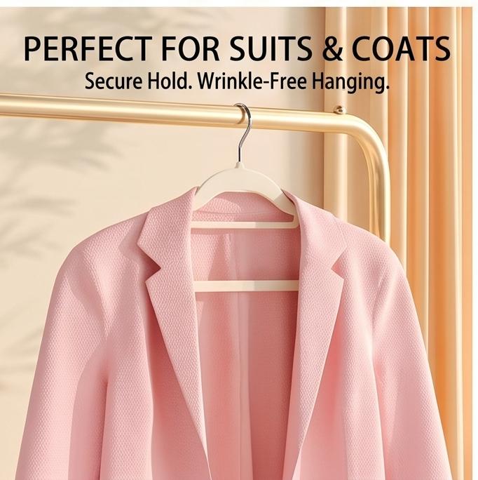 Japanese-Style Non-Slip No-Trace Flocked Clothes Hangers, Cream White 10pcs, Multi-Use Compact for Home Closet & Laundry Drawer Storage Organizer