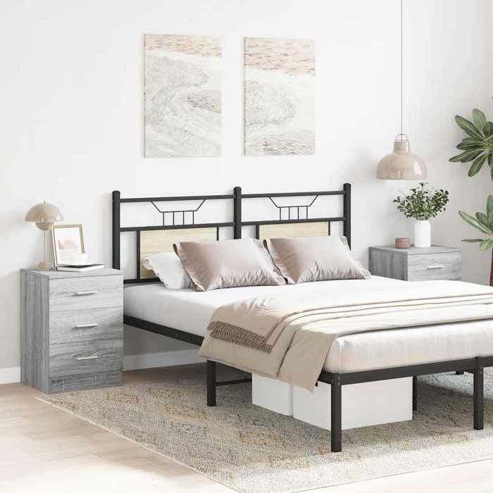 Tables de chevet - Maison Exclusive - Sonoma gris - Lot de 2 - 3 tiroirs