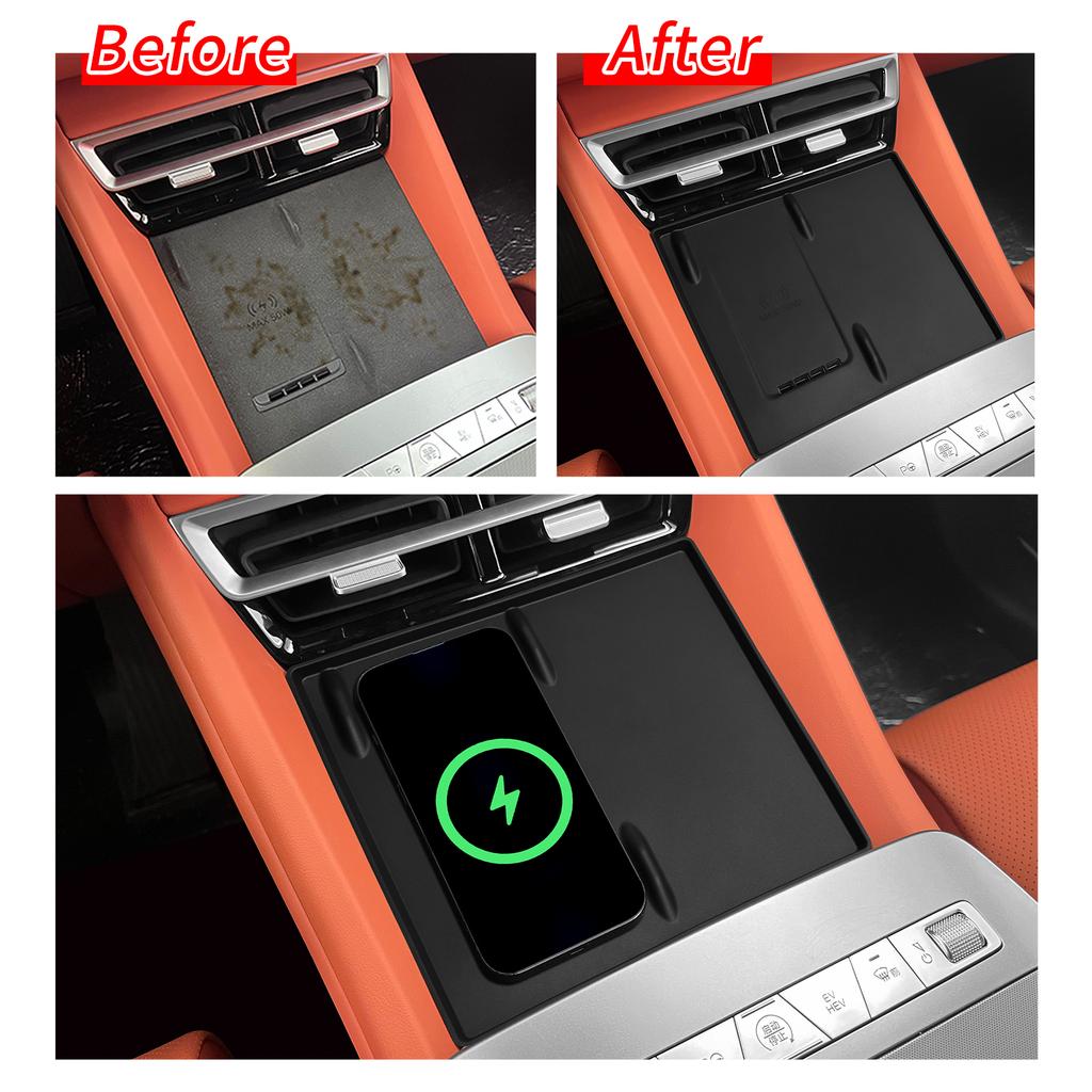 Для BYD Tang L 2025 Силиконовый коврик для беспроводной зарядки Нескользящая защитная накладка для телефона Зарядное устройство Аксессуары для интерьера автомобиля Черный