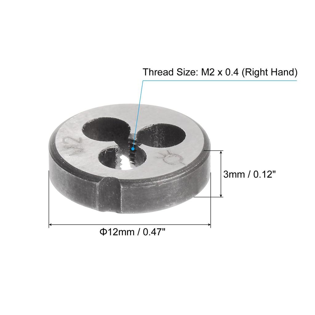 Uxcell 2 шт. Круглая плашка, Метрическая резьба M2 x 0.4 (Правая рука), Резьбонарезной плашкодержатель из легированной инструментальной стали