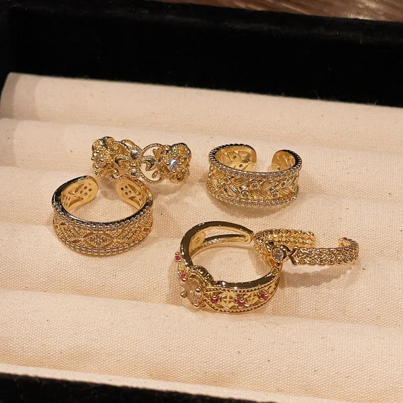 Средневековый французский ретро придворный стиль открытое кольцо полностью усыпанное бриллиантами, микроинкрустация цирконом, нишевый дизайн, высококлассные персонализированные аксессуары