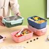 Food Grade Two Compartments Picnic Single Layer Students School Lunch Box for Office Lady Student Bento Box Soup Cup