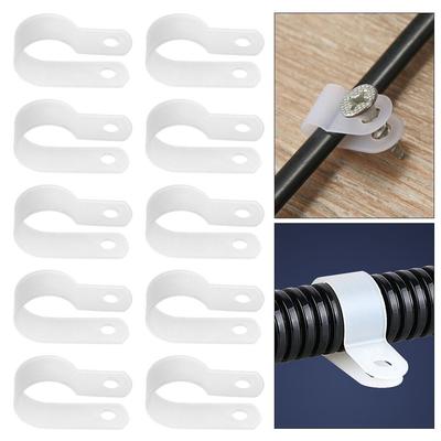 10PCS Plumbing Tightening R-Type Hose Clamp Nylon Fastening Buckles Durable Cable Clip Cable