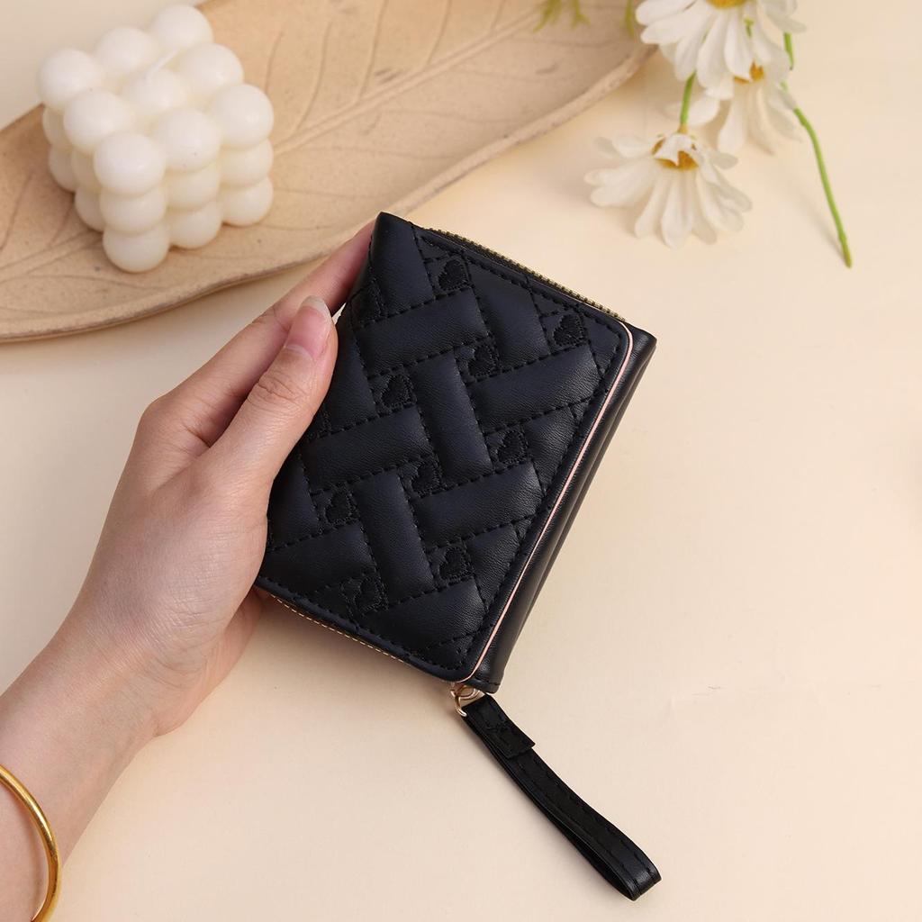 Korean Fashion Embroidered Heart Women's Tri-fold Short Wallet & Coin Purse