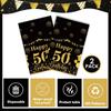 50th Black Gold Birthday Tablecloths Plastic Disposable 2 Pack Table Cloth Happy Party Birthdays Decorations Rectangular Table Cover 54"x108"