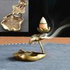 Antique Brass Incense Burner Lotus Leaf Reflux Ornaments Solid Pure Copper Frog Home Decor Fragrance Products Accessories