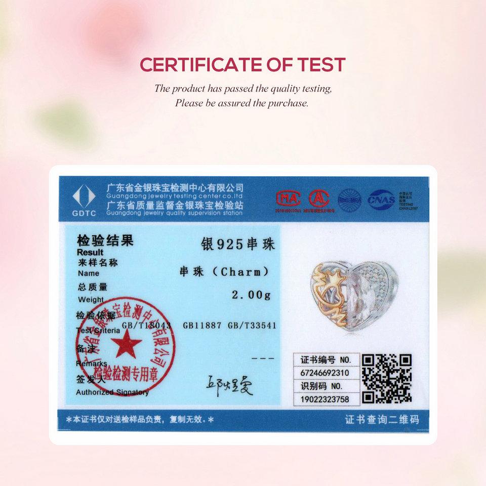 WOSTU 925 Sterling Silver Mother's Day Gold Charm Heart Wing Pendant Cross Tree Stopper Beads Fit Original Bracelet Guard Gift