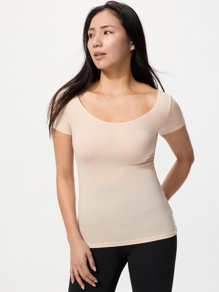 Uniqlo Футболка Airismu с коротким рукавом и вырезом горловины 