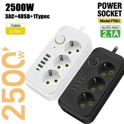 5M EU Plug AC розетки Multi-Tap розетка удлинитель электрический удлинитель с USB Type C быстрая зарядка сетевой фильтр адаптер