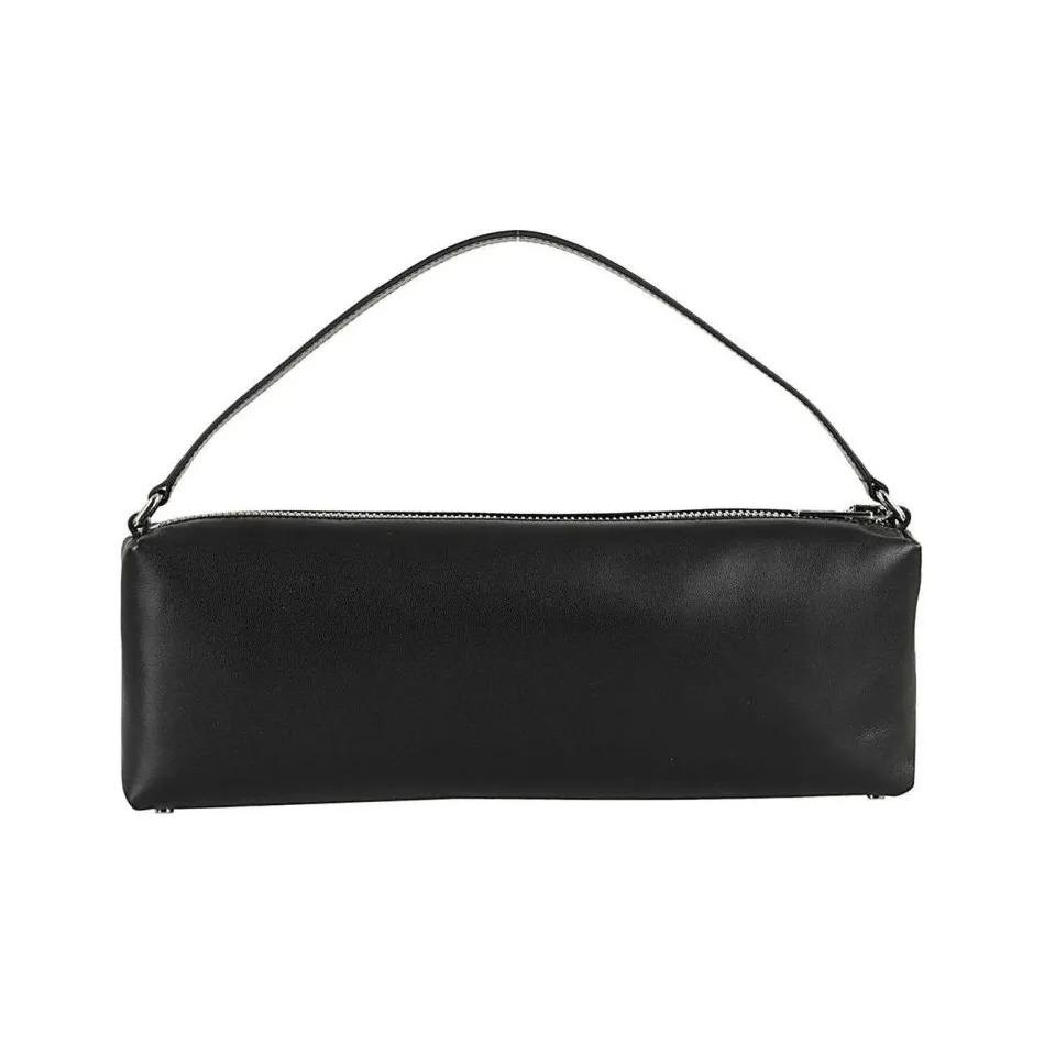 Alexander Wang Heiress Solid Color Zipper Closure Calfskin Handbag Women's Black