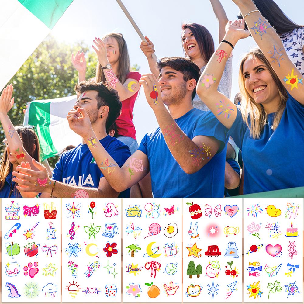 10 листов красочных допаминовых маленьких узоров татуировки наклейки для лица руки тела временные поддельные водонепроницаемые татуировки наклейки детские подарки