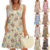 Women's Fashion Casual Sleeveless Round Neck Easter Print Dresses