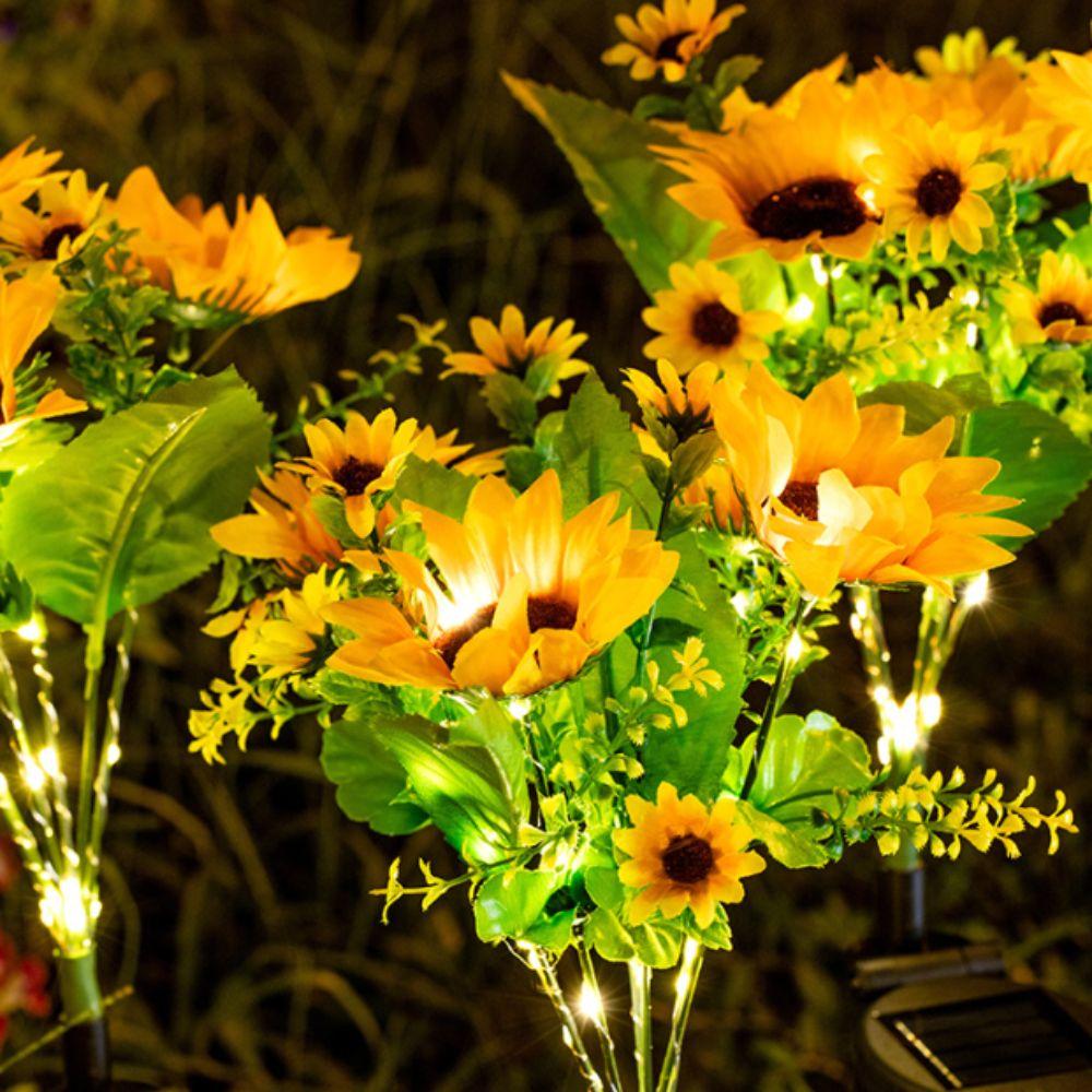 Colorful Design Solar Lawn Lamp Sunflower Shape Waterproof Feature LED Lawn Lamp Solar Powered Garden Light Garden Decoration
