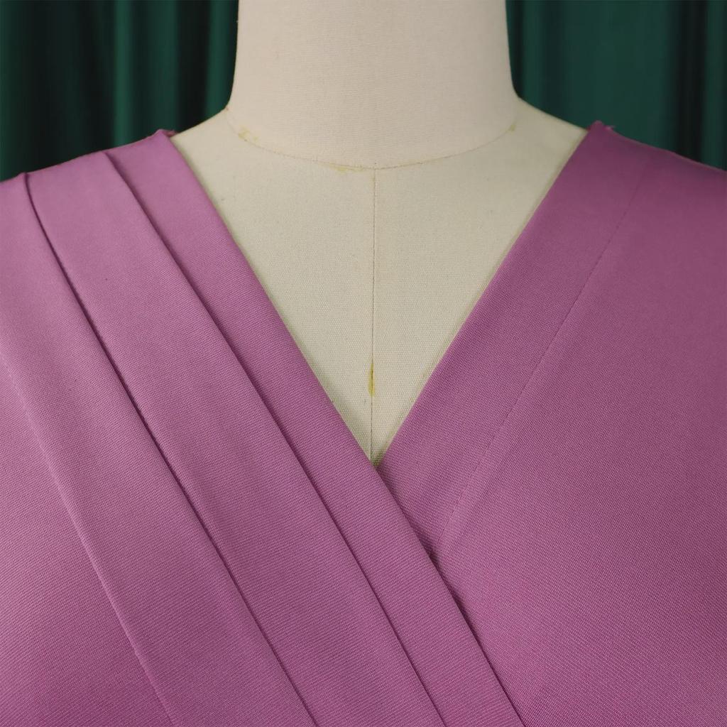 D504 Женское однотонное платье-карандаш с V-образным вырезом - Лето 2024 г. С короткими рукавами, стиль OL