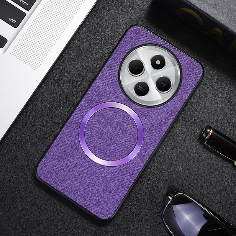 Magnetic Phone Case For Xiaomi Redmi 14C 4G/14R 5G/Poco C75 4G Drop-Proof TPU+Cloth Back Cover